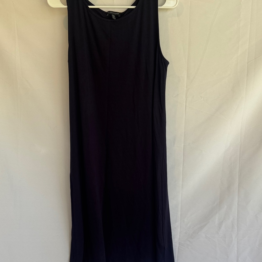 Eileen Fisher Navy Blue Sleeveless Dress – Size Medium 💙